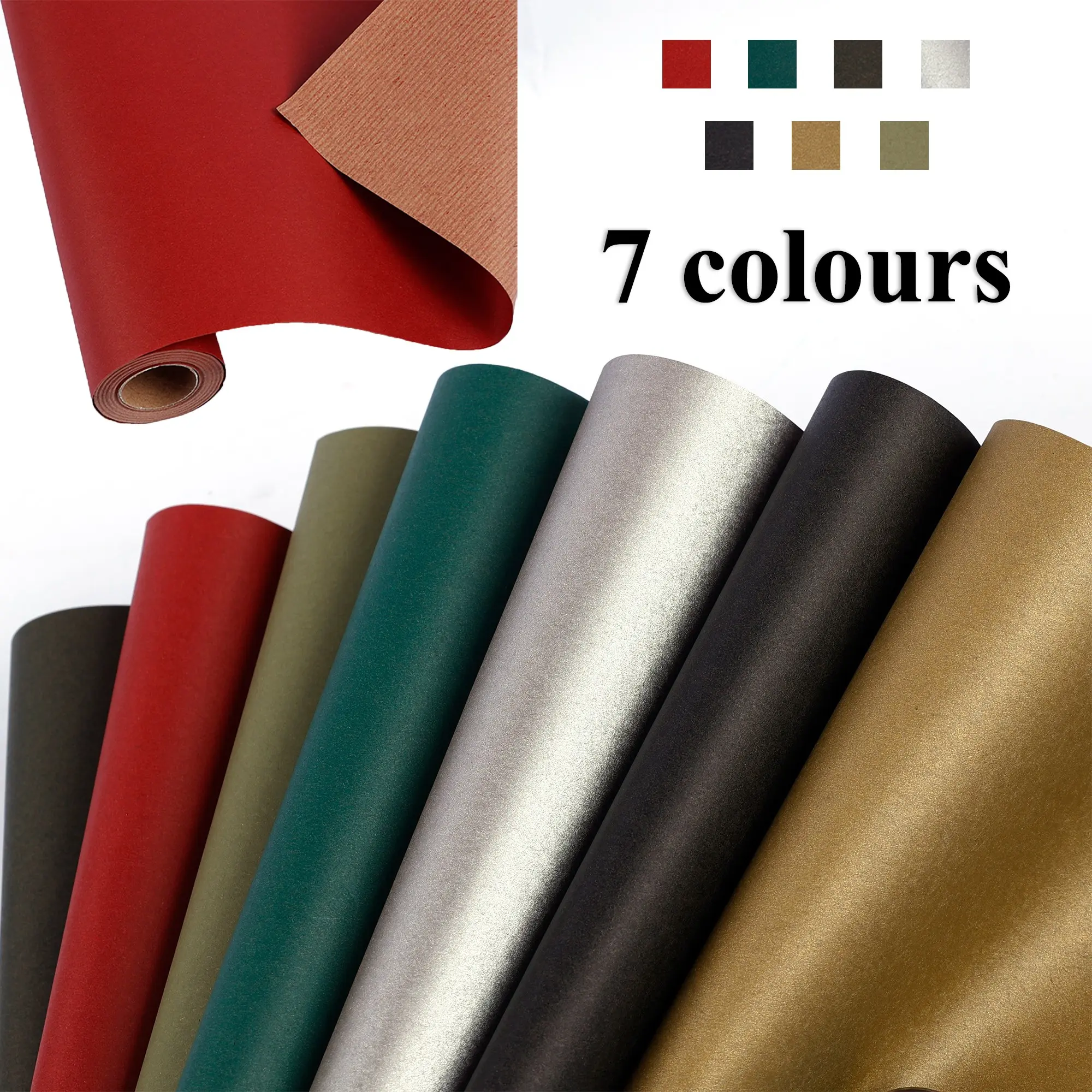 43cm/17" x 300cm/118", 500cm/197", 1000cm/394" Multiple Sizes Double-Sided Kraft Wrapping Paper Roll, Reversible Solid Color Gift Wrap for DIY Crafts, Gift Wrapping Supplies