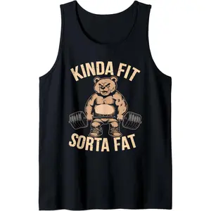 Kinda Fit Sorta Fat - Funny Gym Bear Weightlifting Workout Tank Top