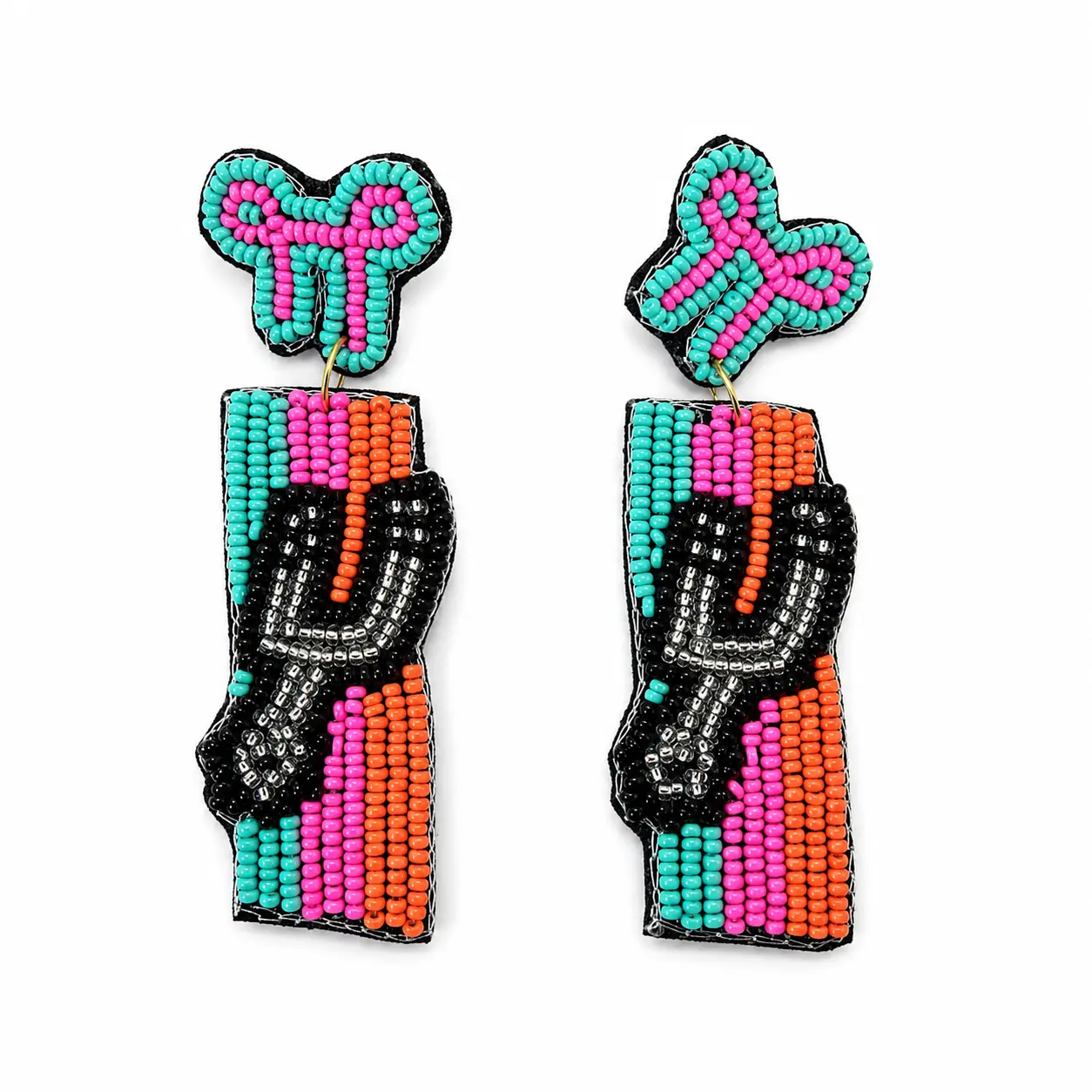 Handmade Spurs-Inspired Beaded Statement Earrings