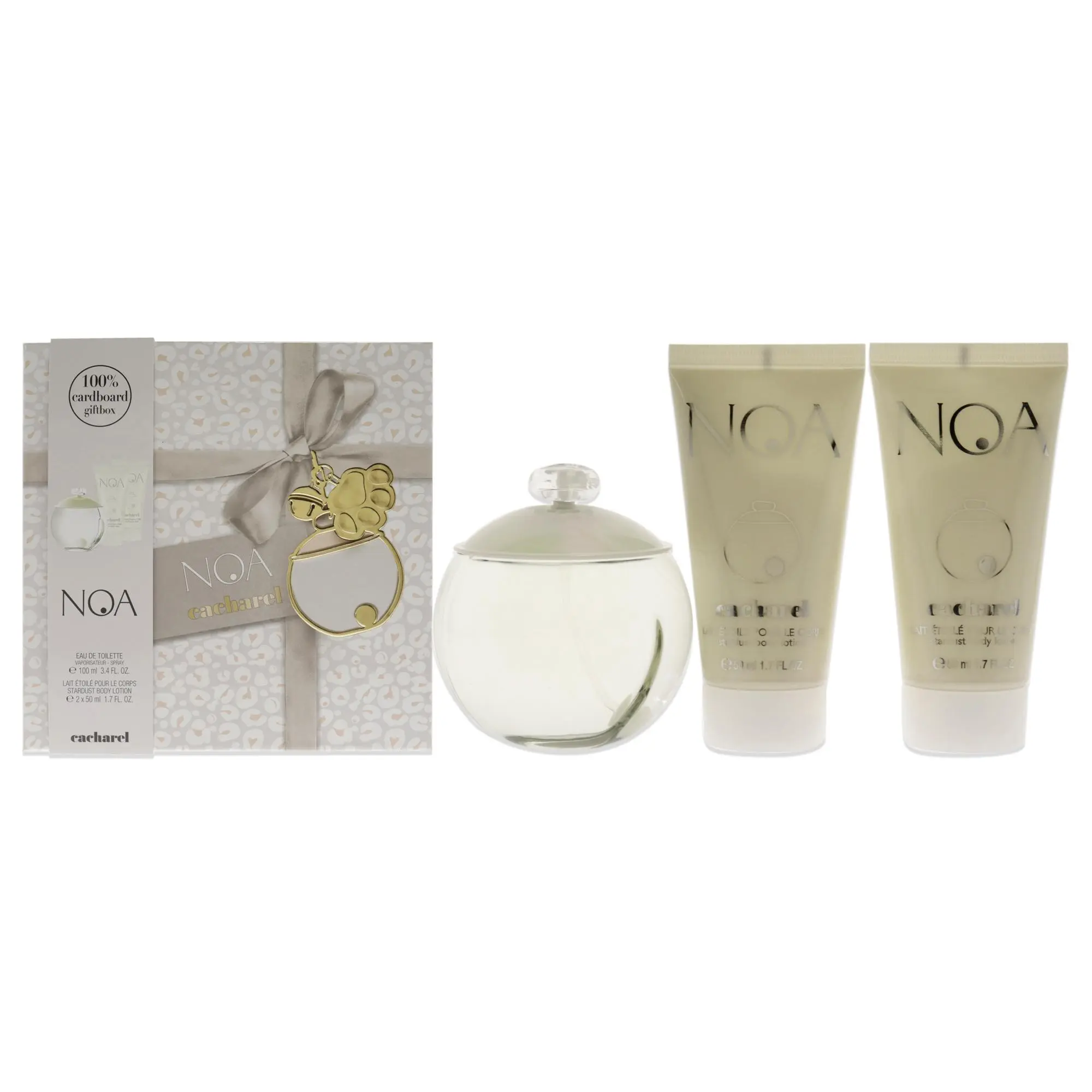 Women's Noa by Cacharel Daily Fragrance & Body Care Gift Set - 3-Pc Kit with 3.4oz EDT Spray, 2x1.7oz Perfumed Stardust Moisturizer Lotion, Moisturizers