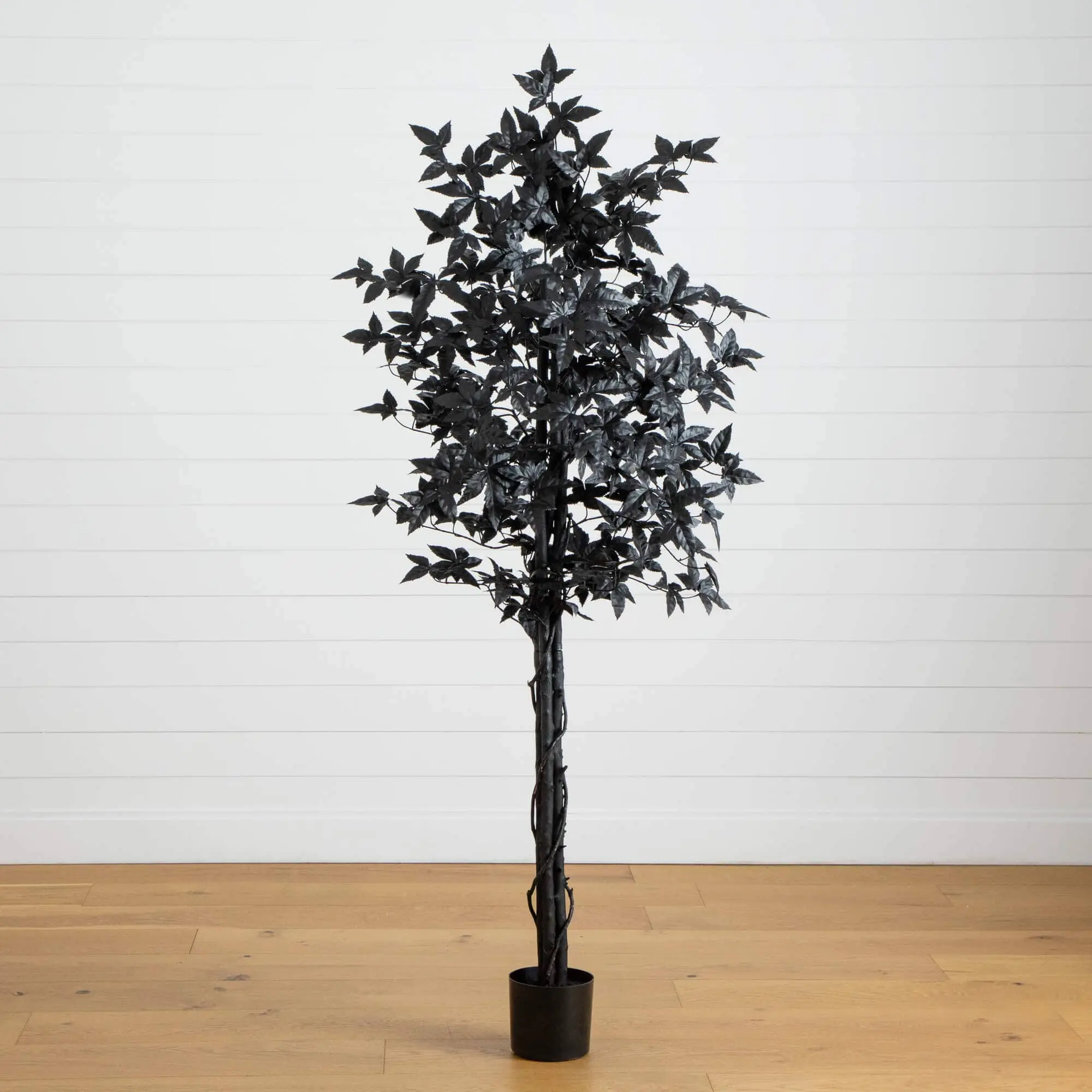 6-ft Lifelike Artificial Black Maple Tree - Synthetic, Natural Trunk, Adjustable Shaped Branches, Decorative Ornaments, Haunted Look Halloween Festive Decor, Indoor Home Accessory