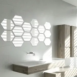 Hexagon Shaped Mirror Wall Sticker, 12pcs/set Removable Self Adhesive Wall Decal, Wall Art Decor, Wall Art Stickers for Home Living Room Bedroom