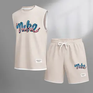 Men’s 2026 Classic Logo Sleeveless Tank & Shorts Set, Canada USA Mexico Soccer Print, Summer Athletic Streetwear, Casual Gym Activewear, Lightweight Two-Piece Outfit