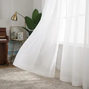 Window Wear 4 Panels 34X84Inch Fancy Faux Linen 540D Curtains Sheer Window Treatment Panels Premium Material Easy Installation Versatile Decor L21