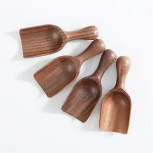 4 Pack Coffee Scoops Black Walnut Wooden Scoops for Jars and Containers Set of 4 Tablespoon Bean Scoops Cute Coffee Measuring Spoon Cutlery Tableware