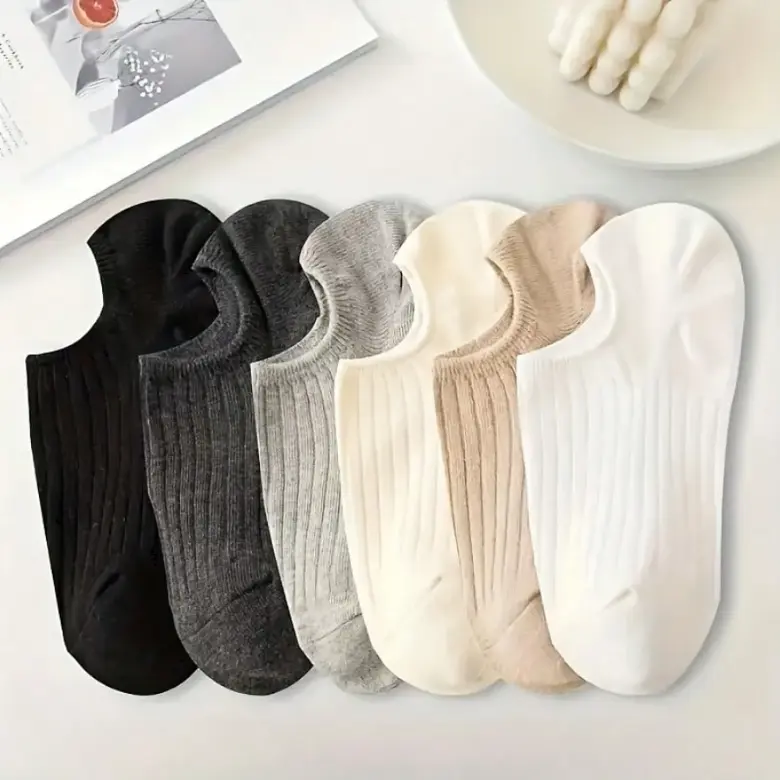 6pcs  Women Short Socks, Casual Fashion Thin Shallow Socks For Summer, Ankle Socks Lightweight Style