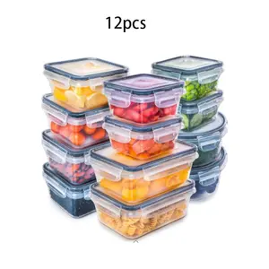 12pcs Transparent Stackable Food Storage Boxes, Sealed Kitchen Containers, Leak-Proof Lids, Microwave & Dishwasher Safe, Multi-Sizes