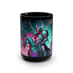 Neon Knight Black Mug, 15oz Ceramic Drinkware