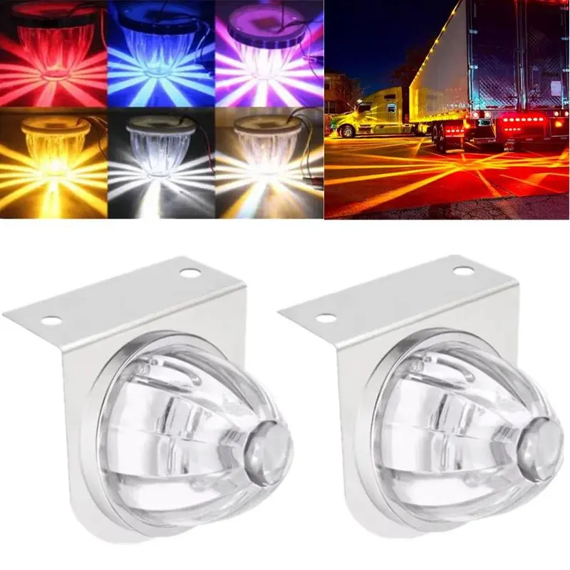 2PCS Glow Watermelon Lights LED Lorry Side Light Truck Trailer Lamp Dual Color Strobe Side Marker Lamp Clearance Light for Truck