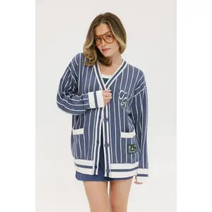Dot Cardigan - Pinstripe Indigo