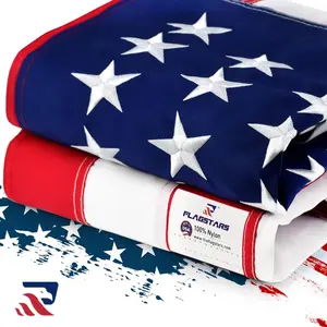 Sturdy American Flag 3x5 Ft Outdoor Heavy Duty,100% Made in USA American Flags ,Non Fading American Flags for Outside 3x5,Embroidered American Flag,3 by 5 America Flags Best High Wind all Weather US Flag