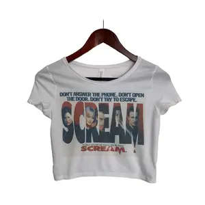 Scream Horror Short Sleeve Crop, Crop Top for Women, Boho Hippie Clothing, 90s Fashion