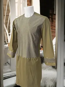 Men’s Olive Parahan Tunban – White Machine Embroidered Chest & Sleeves | Afghan Traditional Outfit | Small