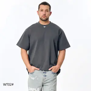 WEEHOURS WT02 Men's Short-Sleeve 350G Premium Cotton Oversized Heavyweight T-Shirt - Handcrafted 3D Embroidered Tee Menswear Soft Top Streetwear Casual Crewneck Shortsleeve Stylish Tropical