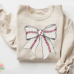 Coquette Baseball Sweatshirt, Baseball Mom Shirt, Game Day Shirt, Fall Baseball Season Tee, Baseball Bow Shirt