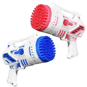 Bubble Machine Gun W/Solution for Kids Ages 4-8, Light-Up Bazooka Rocket Shape Bubble Guns Blaster for Outdoor, Summer Toys Gifts, Party, Wedding, Easter Mother's Day Gift&April Stock Up Summervibes