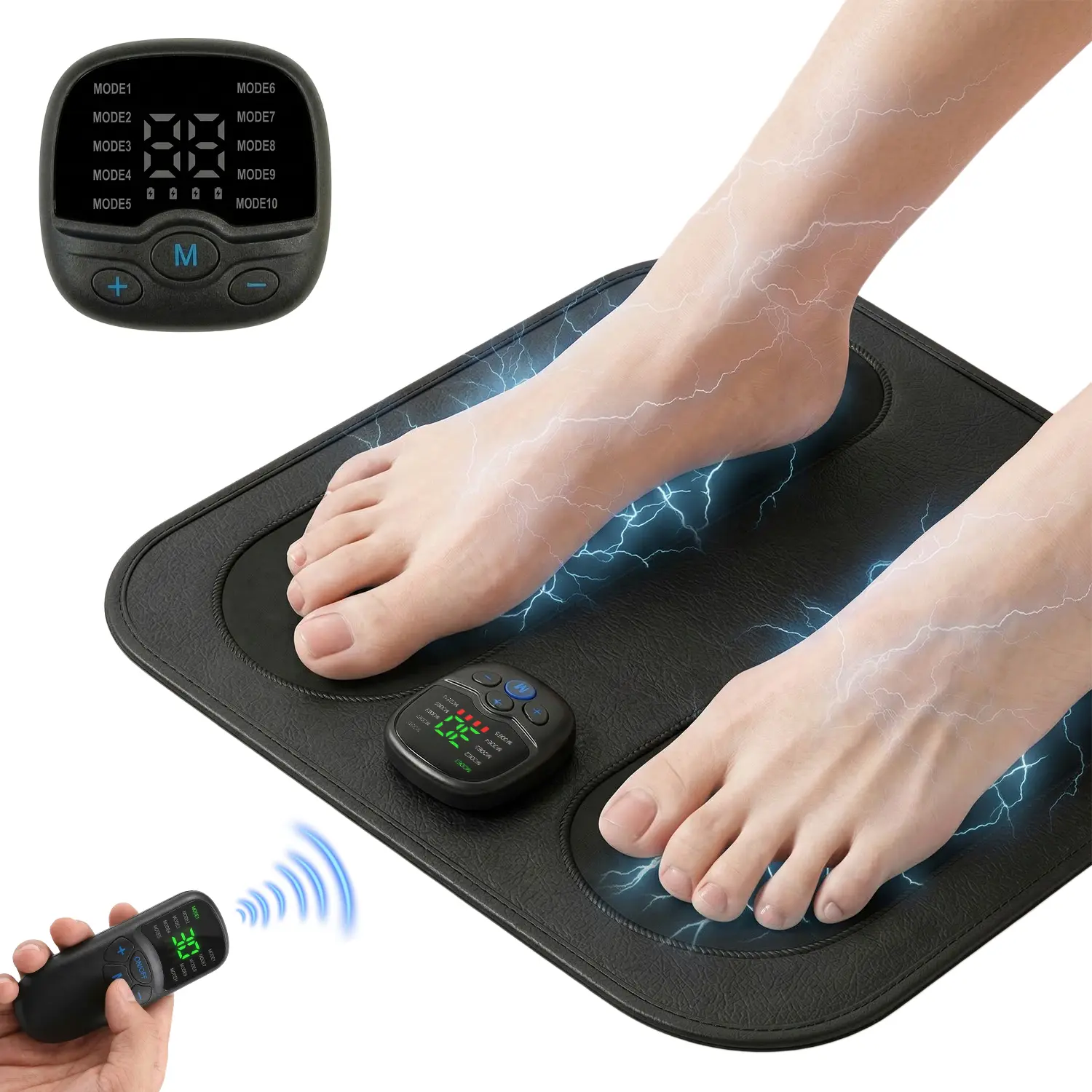 EMS Foot Massager for Relaxing Calf and Foot Therapy with 10 Massage Modes for Maximum Soothing Relief - Massager for Blood Circulation and Revitalization