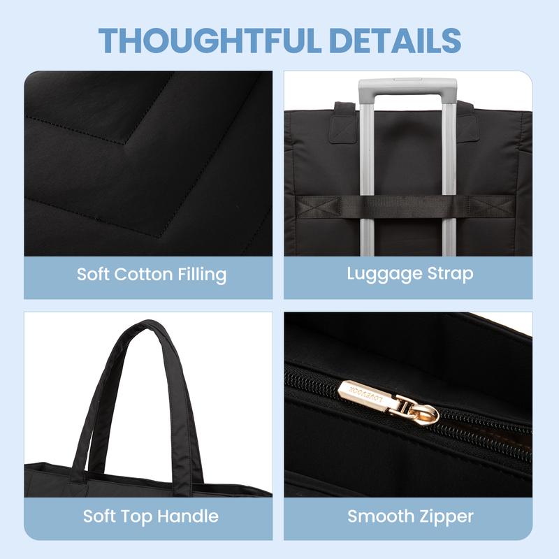 【Valentine's Day Gift】LOVEVOOK Puffer Tote Bag for Women,  Lightweight 15.6'' and 17.3'' Puffy Bag with Multi Compartments, Quilted Shoulder Bag Handbag for Travel, Work,Commuting, EVeryday Bag. TikTokShopJumpstartSale