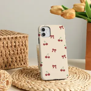 Red Cherry Bow Cute Phone Case for iPhone 16 15 14 13 12 Pro Max, 16 15 14 Plus Case iPhone 13 12 Mini X XS XR SE iPhone 11 Tough Cover