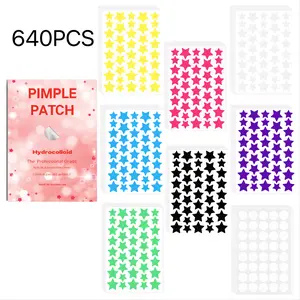 Christmas 640pcs 7 Color Stars and Circles Transparent Patches, Acne Treatment, Blemish Cover, Fashionable Makeup Essentials
