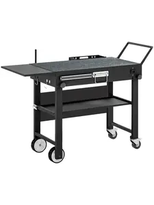 Heavy Duty Foldable Grill Stand Cart - 300lbs Reinforced Steel Portable Outdoor BBQ Cooking Station, Multi-Grill Options, Storage Organizer for Camping, Tailgating