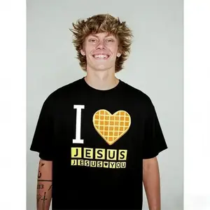 I Love Jesus Jesus Love You Waffle  Shirt, Bryce Crawford Merch, Christian Apparel Graphic Tee, Funny Christian Breakfast T-shirt, Unisex Casual  Cotton Inspirational Quote TShirt, TikTok Viral Unisex Com