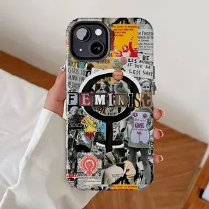 Feminism Collage Phone Case, Liberal Aesthetic Cover for iPhone 17 16 15 14 13 12 11 Pro Max Samsung Galaxy S25 24 23 22 21 Ultra Plus FE