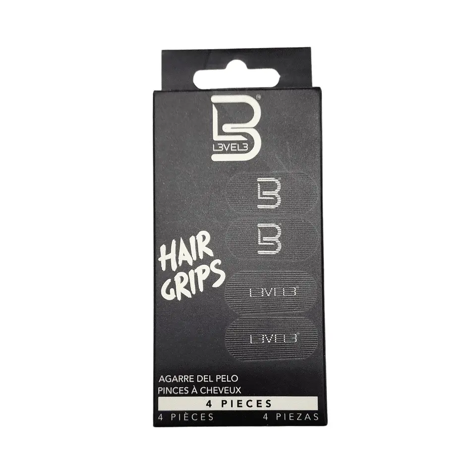 Level3 Velcro Hair Grips with Pad - 4-Pack Black, Strong Grip for All Types of Hair Styling