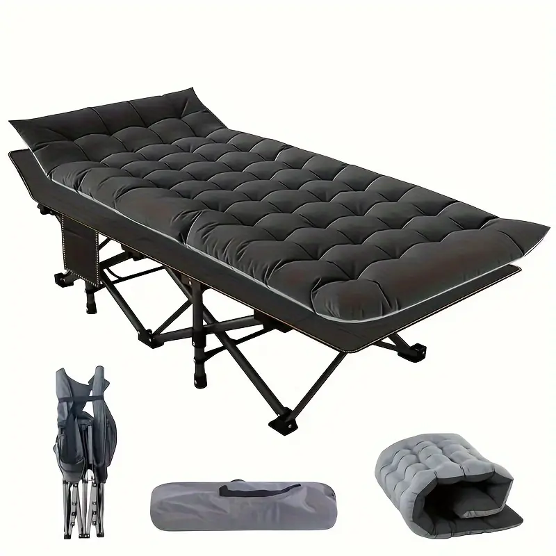 [Halloween Gifts] 75" Heavy Duty Folding Bed Camping Cot, Portable Folding Guest Bed, Heavy Duty Sleeping Bed Cot, Camping Bed Cot With Carry Bag, Halloween Gifts