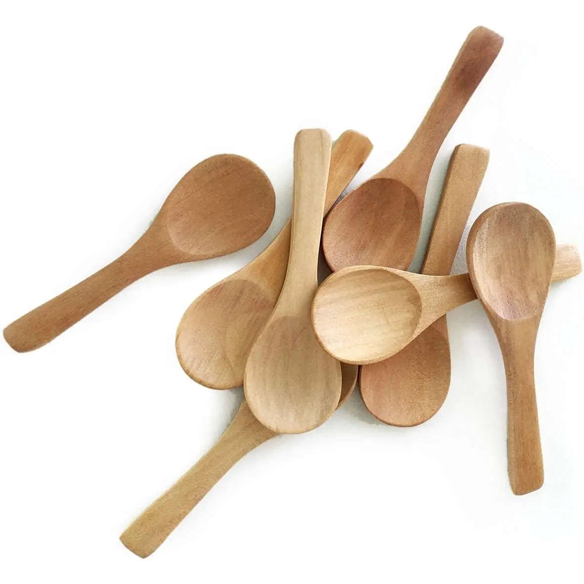 30 count Small Wooden Spoons, Short Handle Mini Condiments Salt Spoons Nature Wooden Honey Teaspoon Coffee Tea Jam Mustard Ice Cream Milk Powder Spices ( Wood Color)