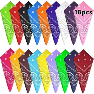 MIAHART 18Pcs Paisley Bandanas Cowboy Bandana Paisley Print Head Wrap Scarf #Boho #Tie #Curly Headband, gift