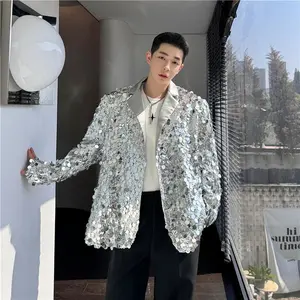 New trendy and stylish design with large sequins, stage and evening party, nightclub suit Menswear Man