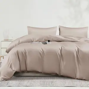 Duvet Cover Set, Rayon Derived from , Cooling Duvet Cover - 1  Zipper Duvet Cover with 2 Pillowcases, Khaki