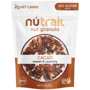 NuTrail Nut Granola Cereal, Cacao, No Sugar Added, Keto, Low Carb, Gluten Free, Grain Free, Healthy Breakfast 8 oz. 1 Count