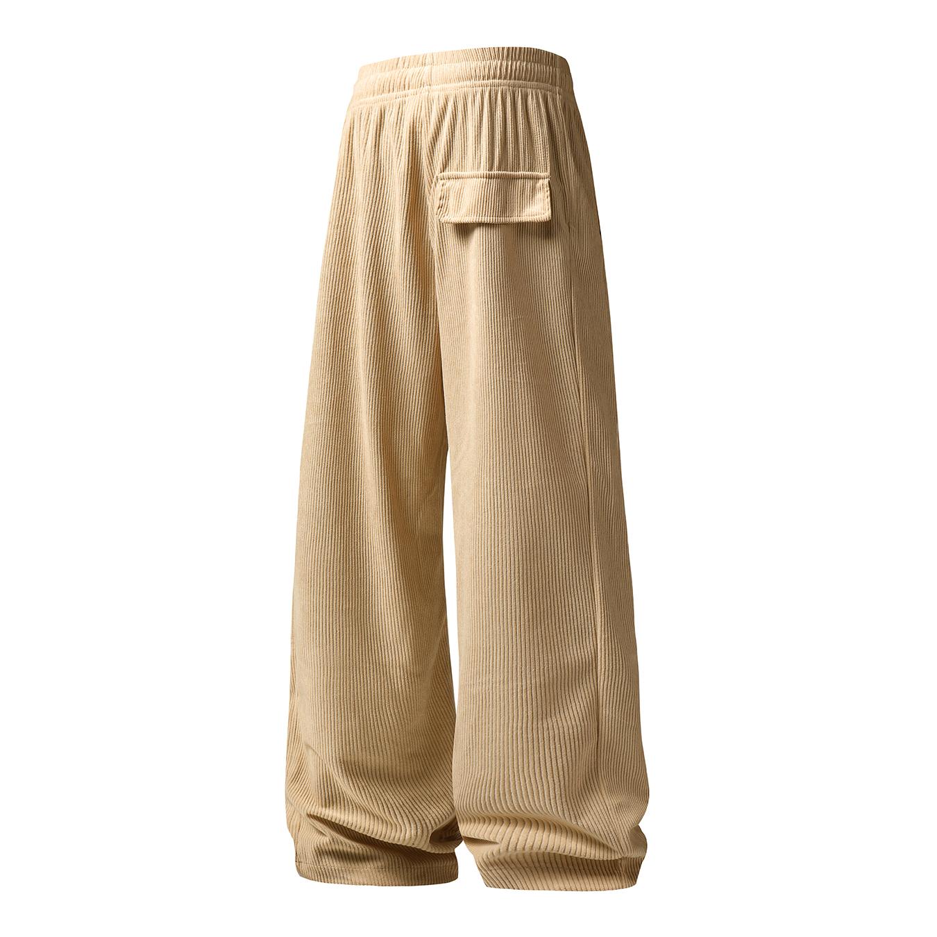 Men’s corduroy drawstring pants, casual straight-leg corduroy trousers with elastic waist, soft breathable loungewear for everyday wear and home