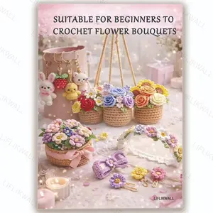 Beginner-Friendly Crochet Flower Kit, DIY Handmade Floral Gift Notebook, Simple Crochet Patterns for Beginners, Craft Supplies