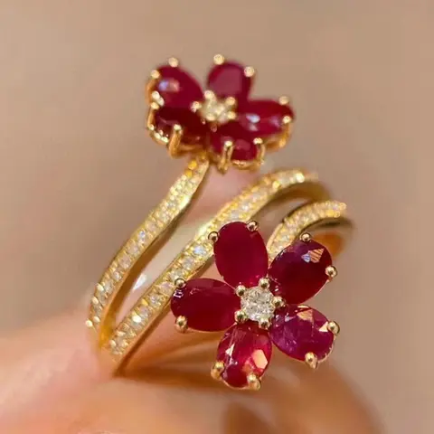 Vintage Flower Design Artificial Zircon Inlaid Ring, Sparkling Zircon Inlay, Fashion Accessories for Women, Trendy All-match & Exquisite Jewelry for Birthday Gift, Artificial Gemstone Ring, Artificial Zircon Rings