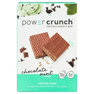 Power Crunch Original Protein Energy Bars, Chocolate Mint, 5 Bars