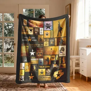 Hamilton Musical Flannel Slogan Print Blanket, Large Soft Lightweight Warm, Perfect for Bed Sofa Office Camping Travel, Christmas Winter Gift