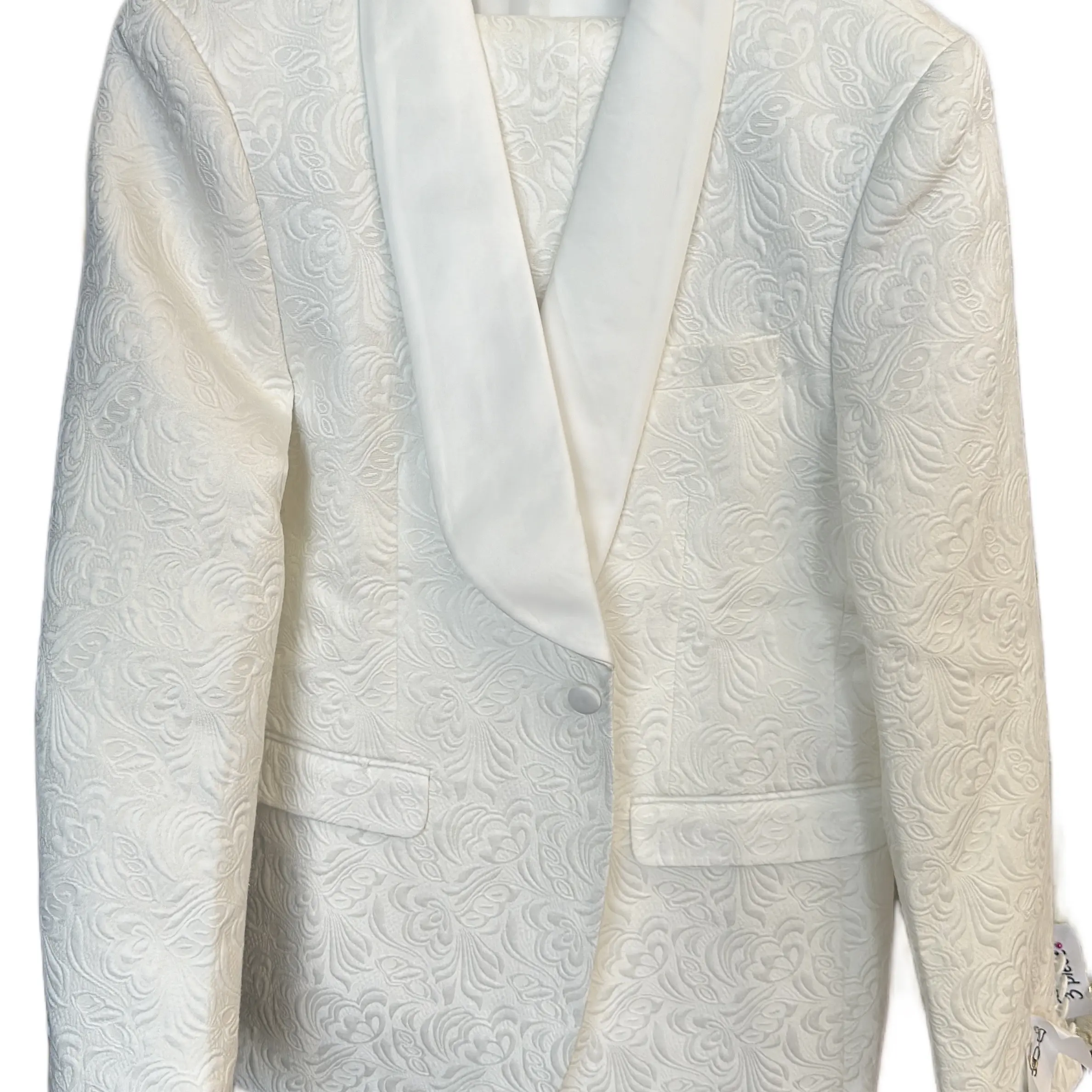 White Paisley Men's Jacket - Stylish Menswear Coat - Coats Formal Set Matching