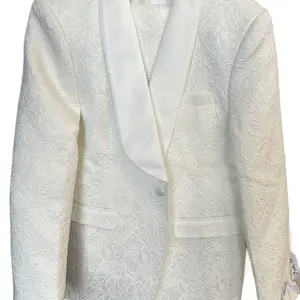 White Paisley Men's Jacket - Stylish Menswear Coat - Coats Formal Set Matching