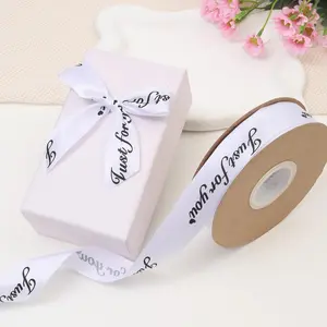 Letter Pattern Ribbon, 2 Rolls Gift Wrapping Ribbon, DIY Cake Ribbon, Bow Ribbon for Wedding Birthday Party Decoration