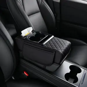 Car center armrest box universal four in one storage box height increasing pad protective pad car armrest box protective pad car tissue box center leather elbow universal height increasing pad water cup beverage rack
