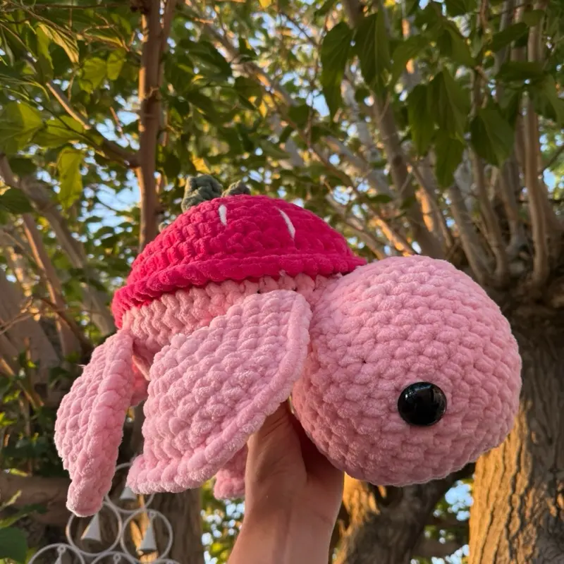 Jumbo Strawberry Turtle Crochet Plush