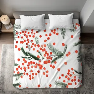 360 Stand King Size Duvet Cover - Elegant Mistletoe Leaf Design, Machine Washable, Minimalist Holiday Home Bedding Decor, Decorative Duvet Covers, Botanical Duvet Covers