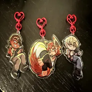 KMET-BTD Inspired Acrylic Keychains - Strade, Ren & Lawrence - Cute Characters, Kawaii Bag Charm for Keys, Backpack & Gifts, Collectible Fan Accessory, Aesthetic Game Merch!