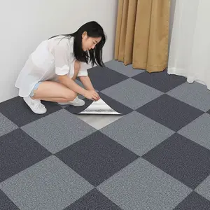 20pcs detachable carpet tiles, soft and anti-slip adhesive floor tiles, DIY can be cut into square reusable carpet blocks, suitable for living rooms and bedrooms, Checkered Area Rug