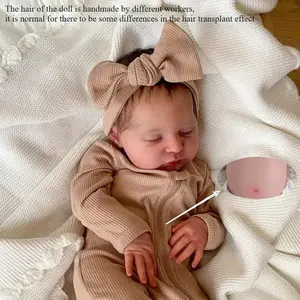 50cm 20inch Full Vinyl Reborn Baby Doll with 3D-painting Skin and Visible Veins, Realistic Asleep Newborn Bebe Doll Toy For Christmas Gift Kids Playmates