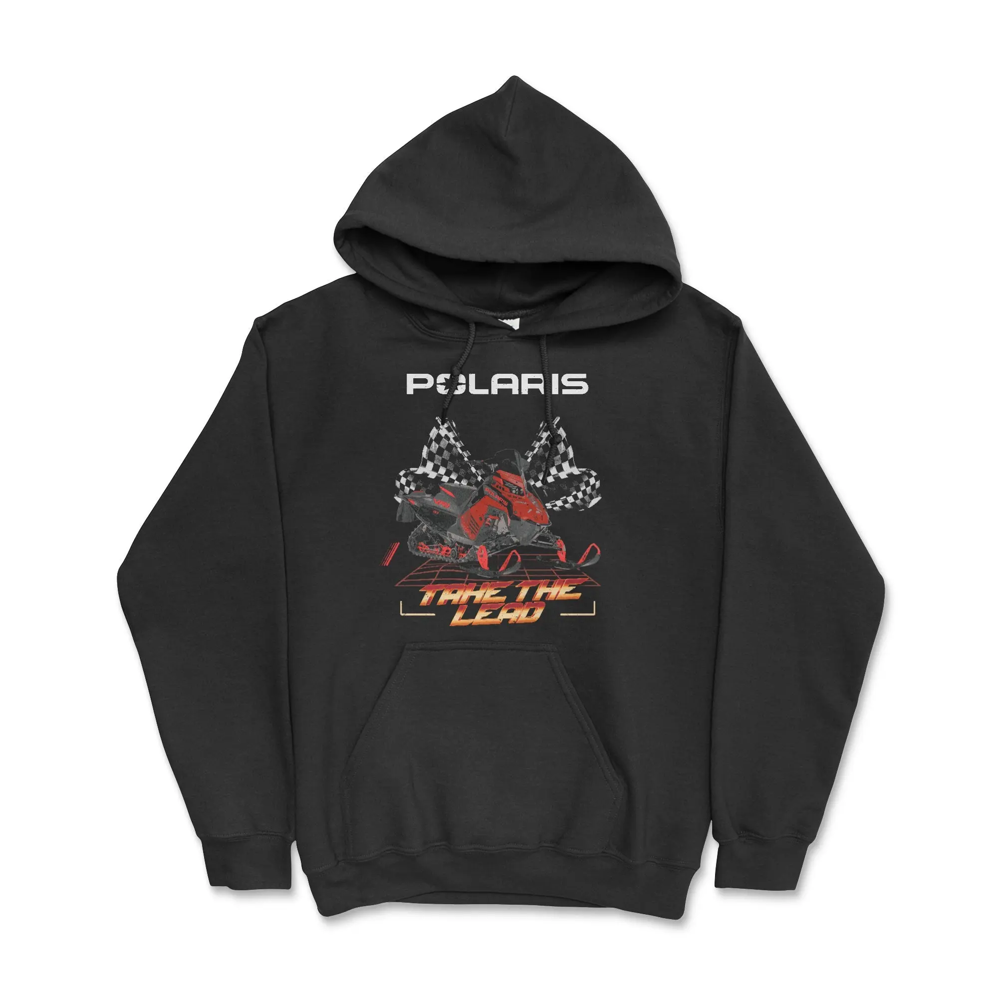 Polaris Indy Snowmobile Hoodie-Take the Lead Cotton Comfort Fabric Black Fleece