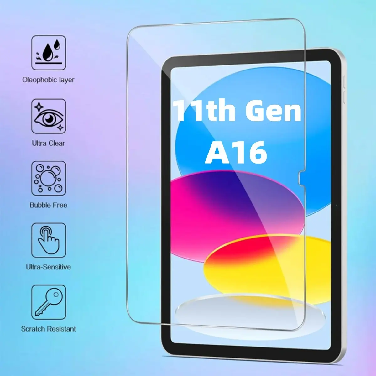 PC Tempered Glass Screen Protector for iPad 10.2" Tablet, Full Coverage HD Clear, 9h Hardness, Bubble Free, Anti-Fingerprint, Scratch Resistant, Tablet Screen Protectors